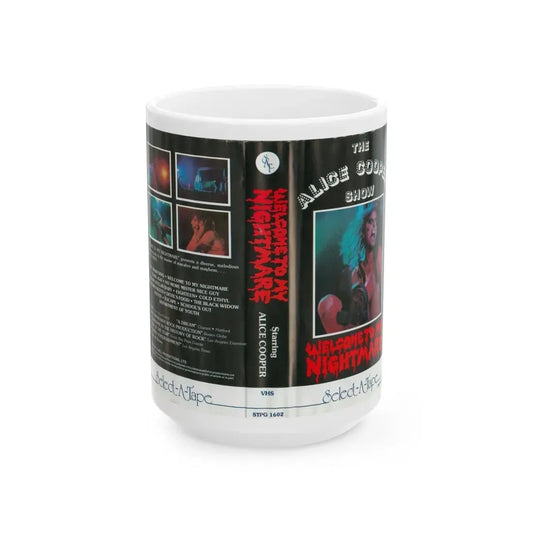 THE ALICE COOPER SHOW WELCOME TO MY NIGHTMARE (VHS COVER) - White Coffee Mug 15oz - Go Mug Yourself