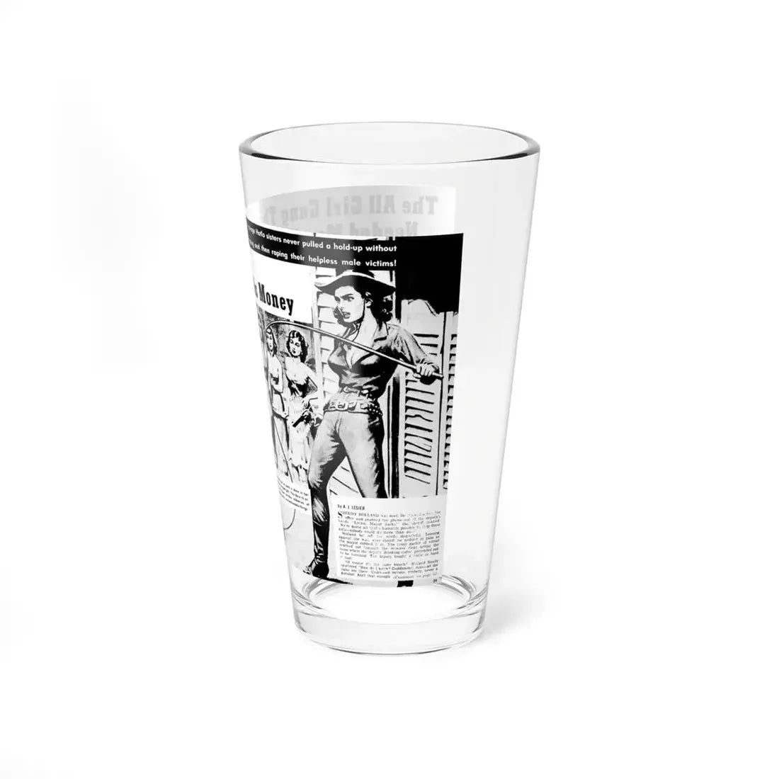 The All Girl Gang That Needed Men Almost As Much As Money, Real Men, August 1967 (Magazine Illustration) Pint Glass 16oz - Go Mug Yourself