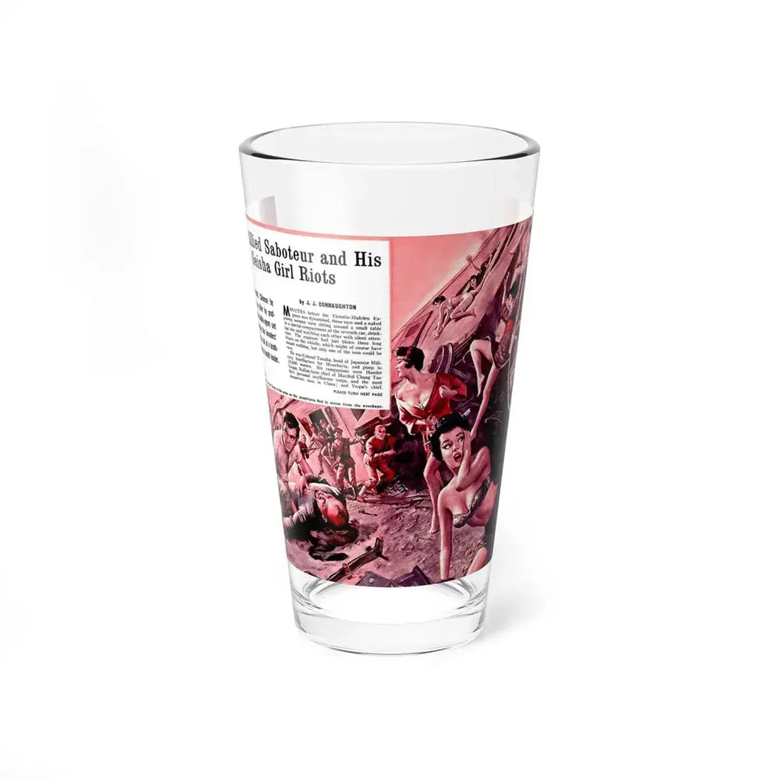 The Allied Saboteur and His Geisha Girl Riots, Stag, July 1960 (Magazine Illustration) Pint Glass 16oz 16oz - Go Mug Yourself