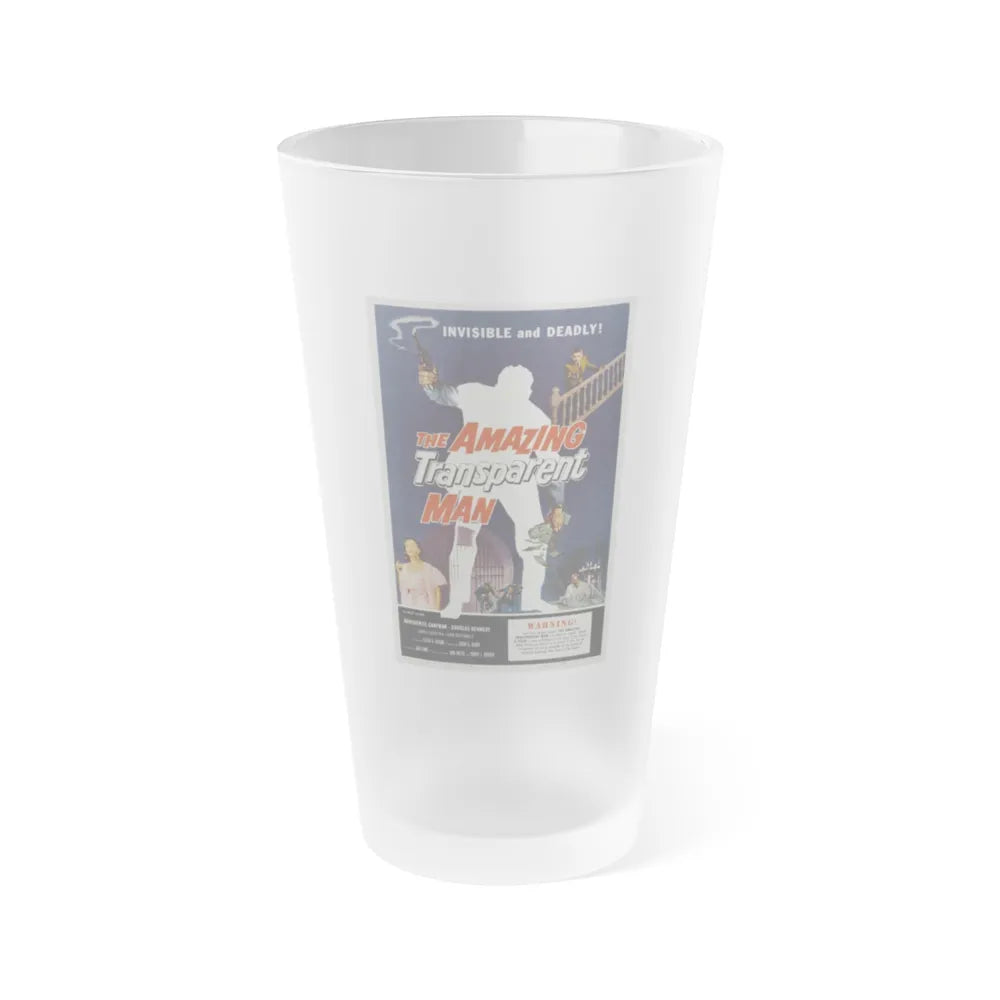 THE AMAZING TRANSPARENT MAN 1960 Movie Poster - Frosted Pint Glass 16oz-16oz-Frosted-Go Mug Yourself