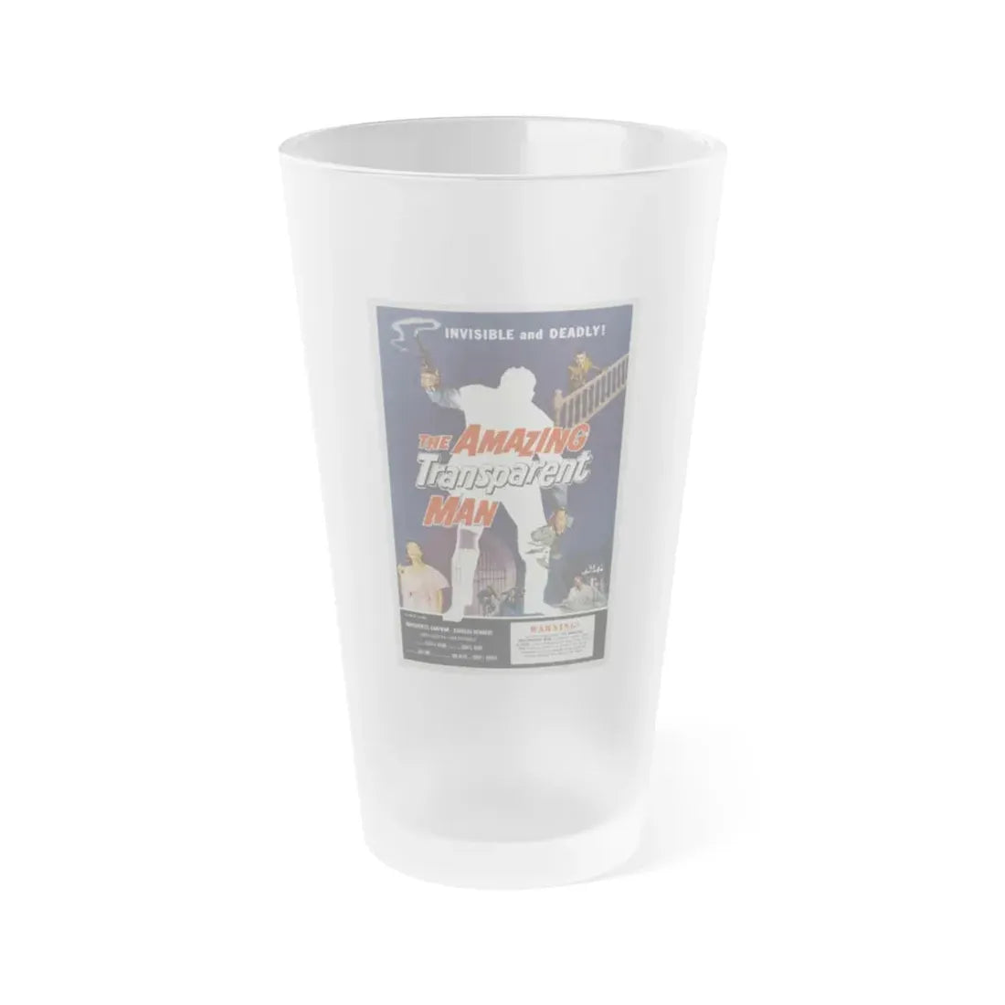 THE AMAZING TRANSPARENT MAN 1960 Movie Poster - Frosted Pint Glass 16oz 16oz Frosted - Go Mug Yourself