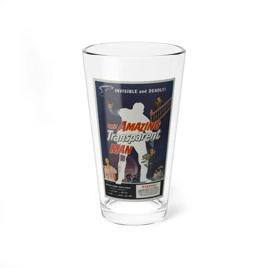 THE AMAZING TRANSPARENT MAN 1960 Movie Poster - Pint Glass 16oz 16oz - Go Mug Yourself