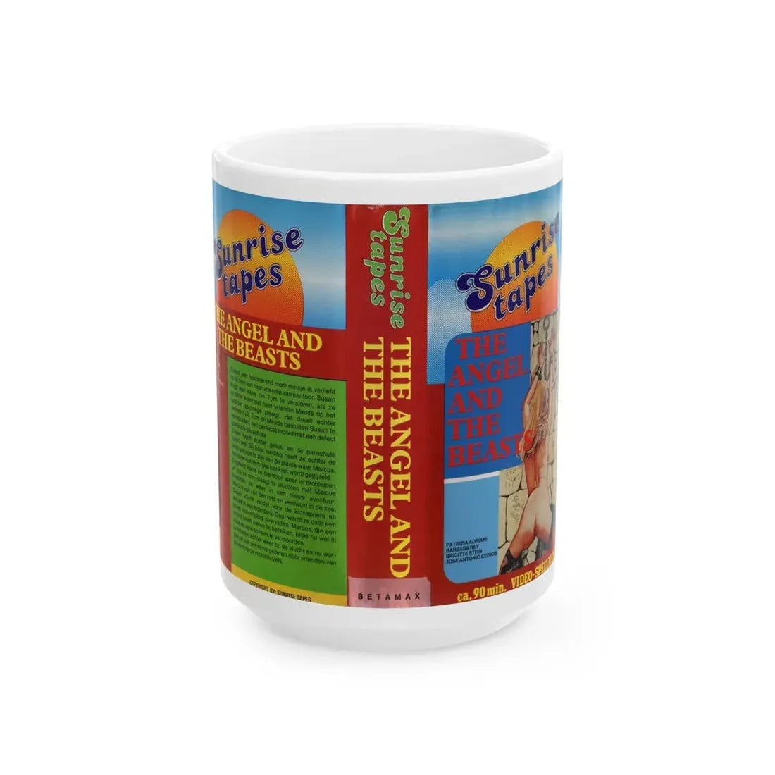 THE ANGEL AND THE BEASTS (VHS COVER) - White Coffee Mug 15oz - Go Mug Yourself