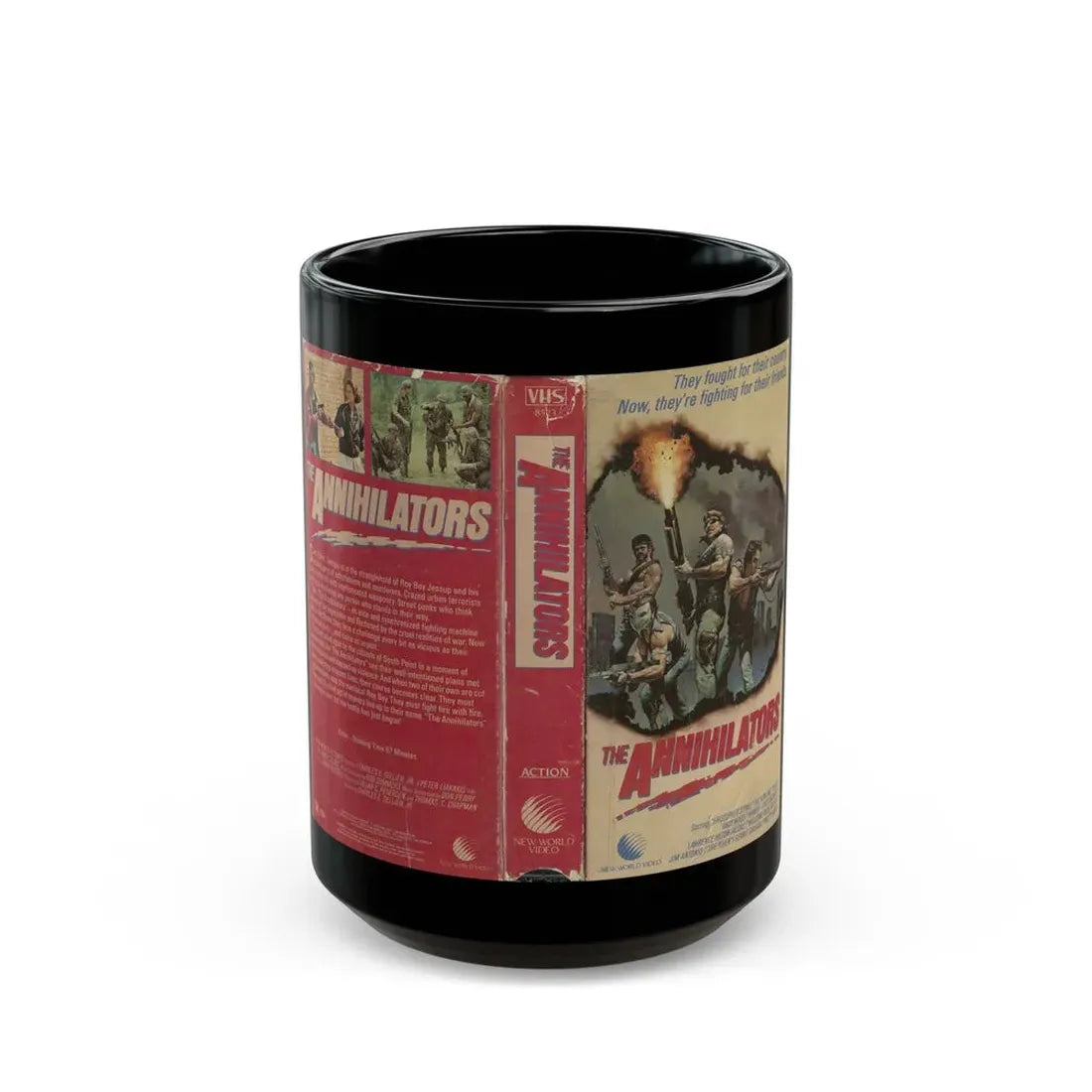 THE ANNIHILATORS NEW WORLD VIDEO (VHS COVER) - Black Coffee Mug 15oz - Go Mug Yourself