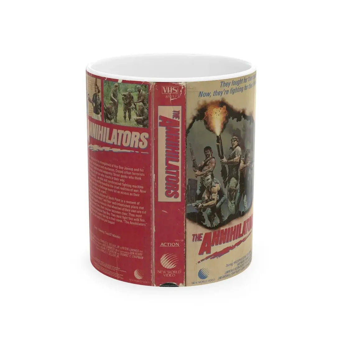 THE ANNIHILATORS NEW WORLD VIDEO (VHS COVER) - White Coffee Mug 11oz - Go Mug Yourself
