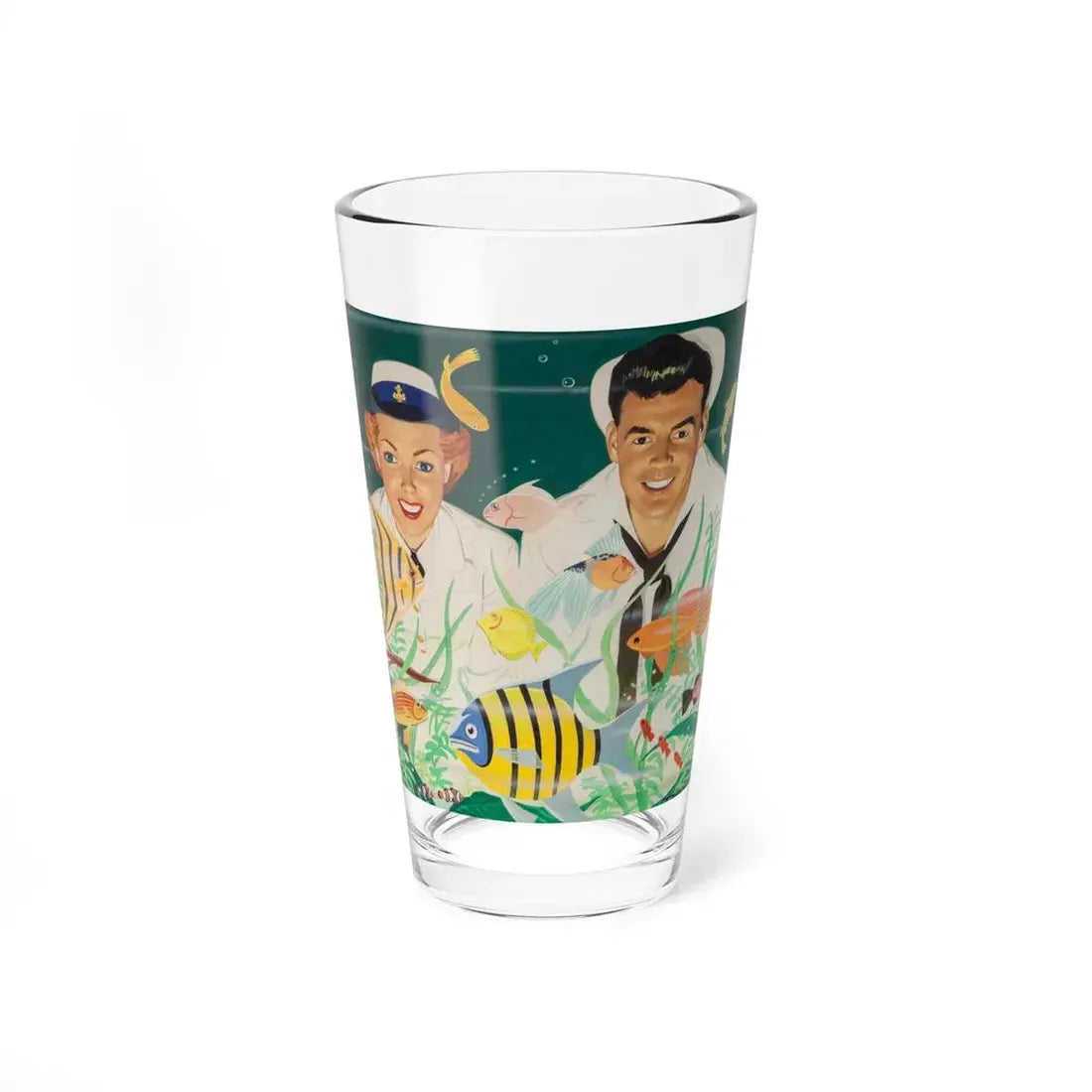 The Aquarium, American Weekly magazine cover, July 13, 1952 (Magazine Illustration) Pint Glass 16oz 16oz - Go Mug Yourself