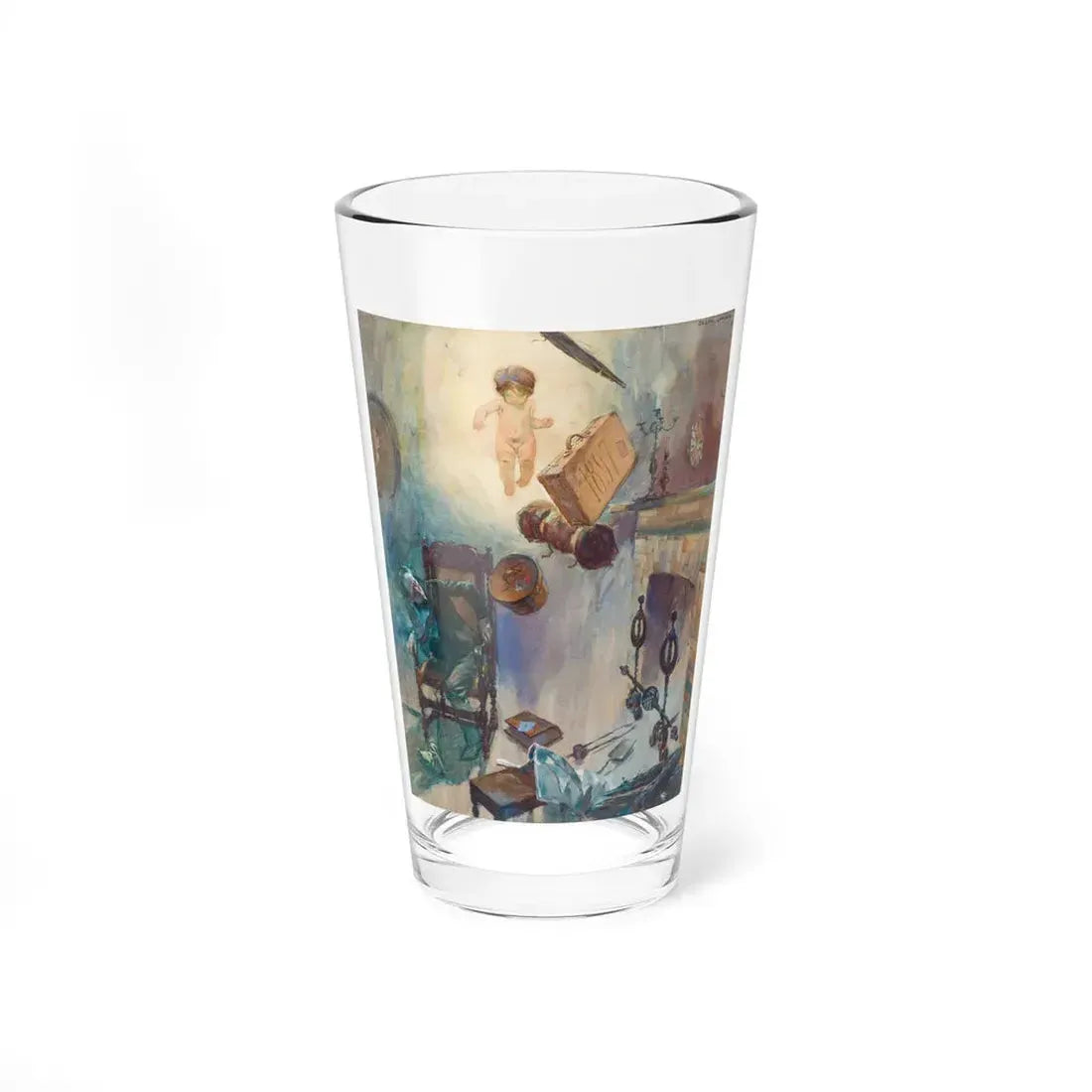 The Arrival of 1897, story illustration (Magazine Illustration) Pint Glass 16oz 16oz - Go Mug Yourself