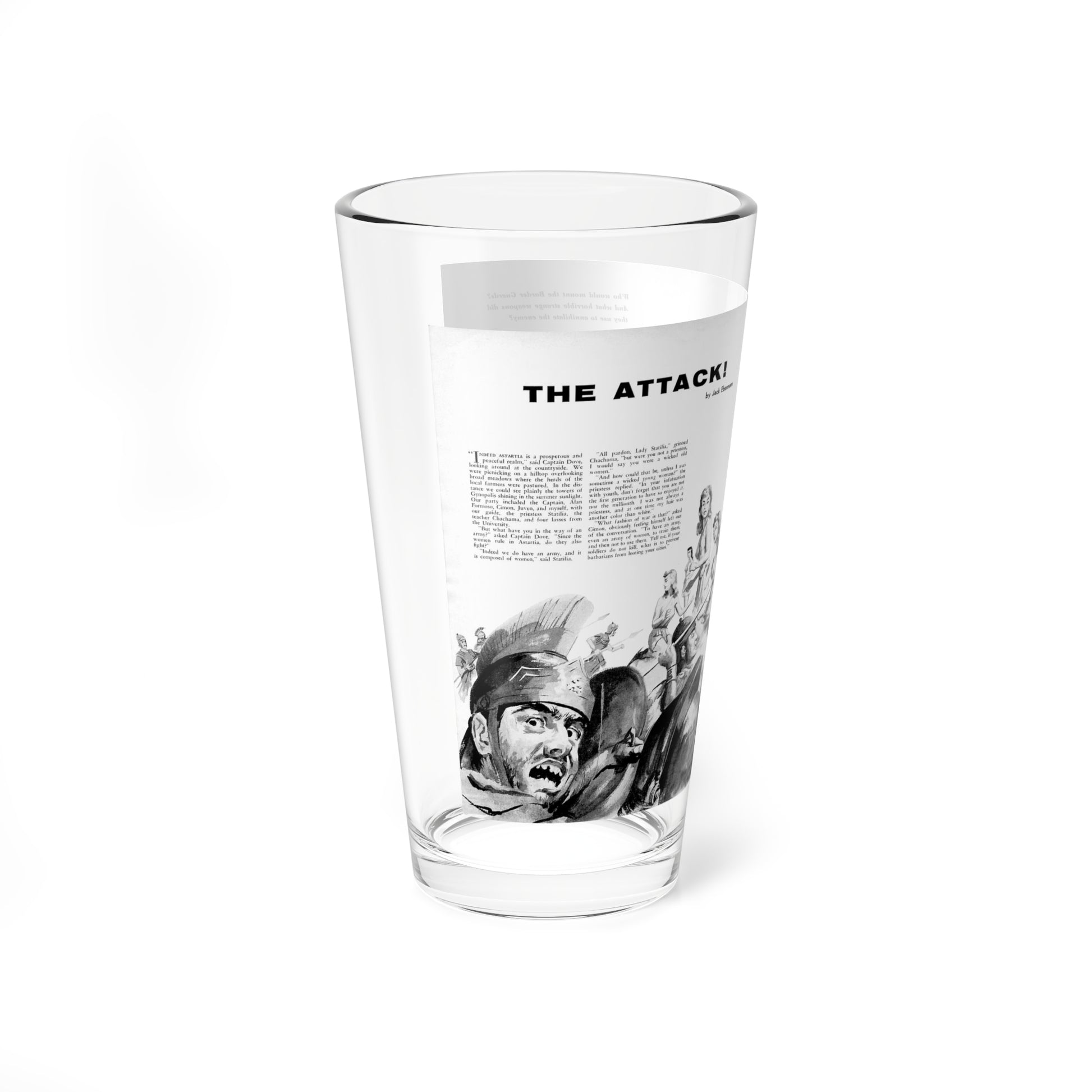 The Attack, Tiger magazine, March 1957 (Magazine Illustration) Pint Glass 16oz-Go Mug Yourself