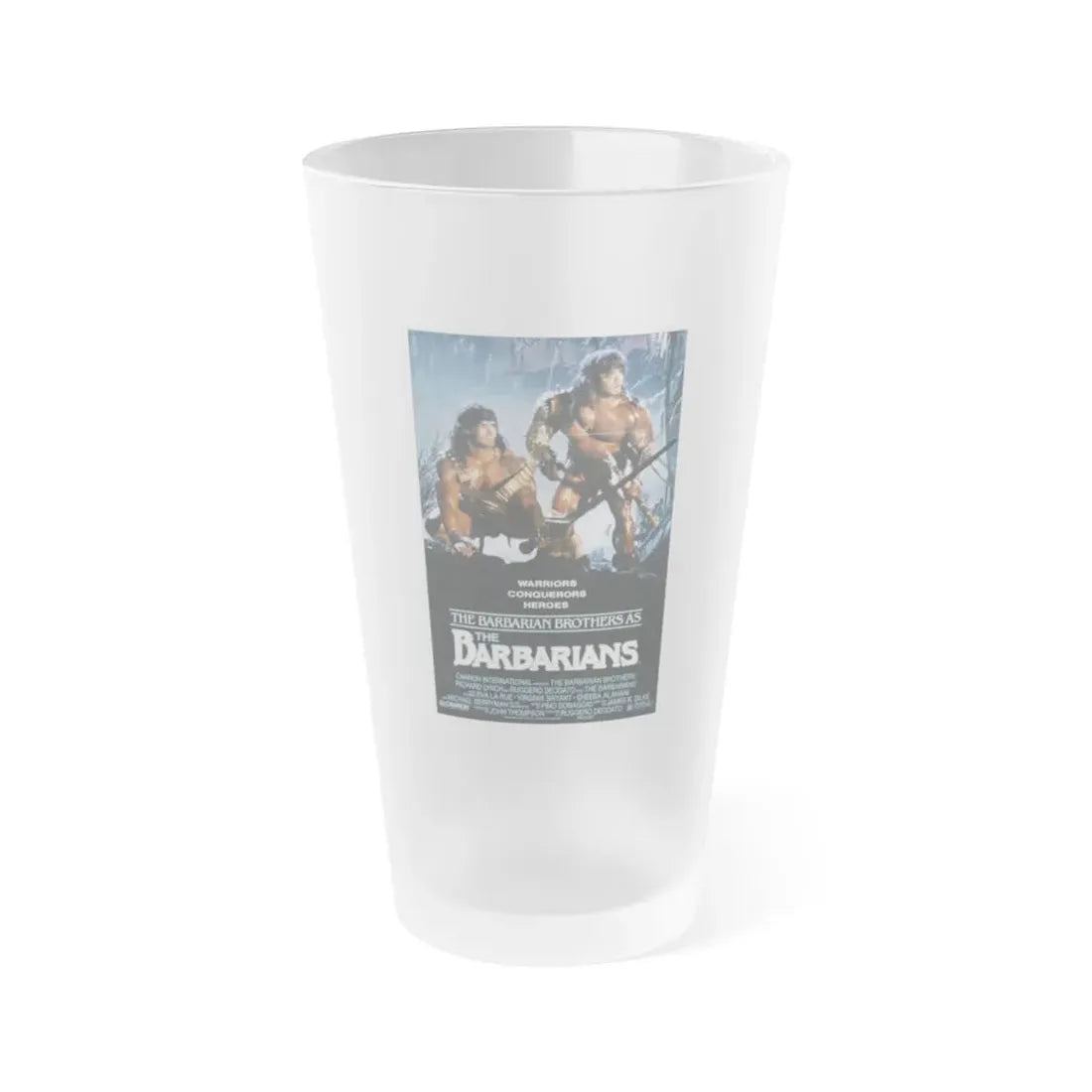 THE BARBARIANS 1987 Movie Poster - Frosted Pint Glass 16oz Default Title - Go Mug Yourself
