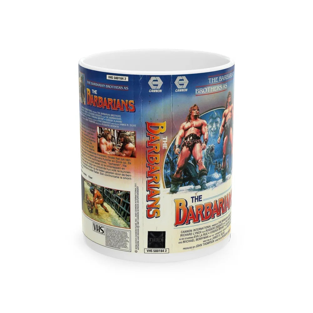 THE BARBARIANS CANNON (VHS COVER) - White Coffee Mug-11oz-Go Mug Yourself