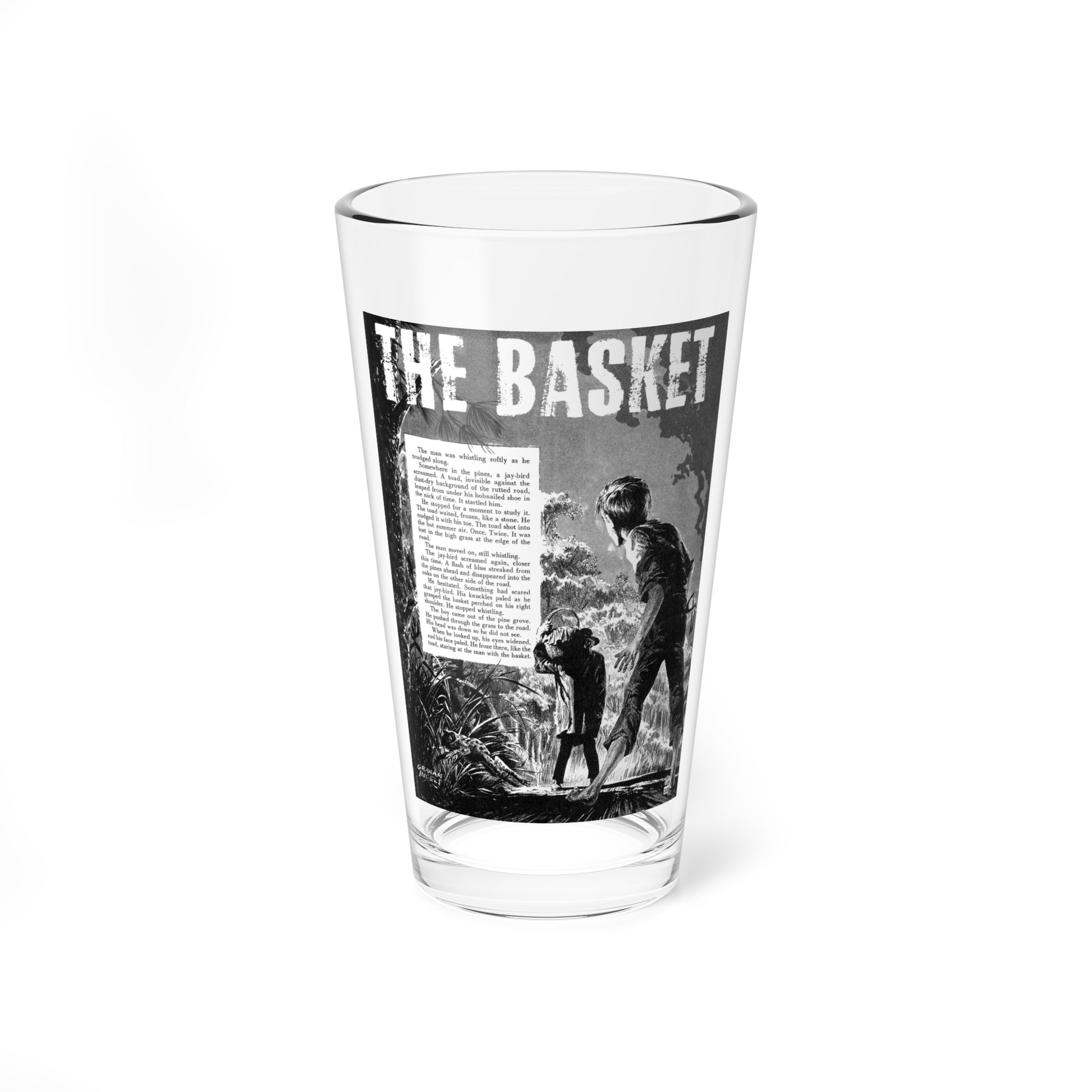 The Basket, Terror Illustrated, December 1955 (Magazine Illustration) Pint Glass 16oz-16oz-Go Mug Yourself