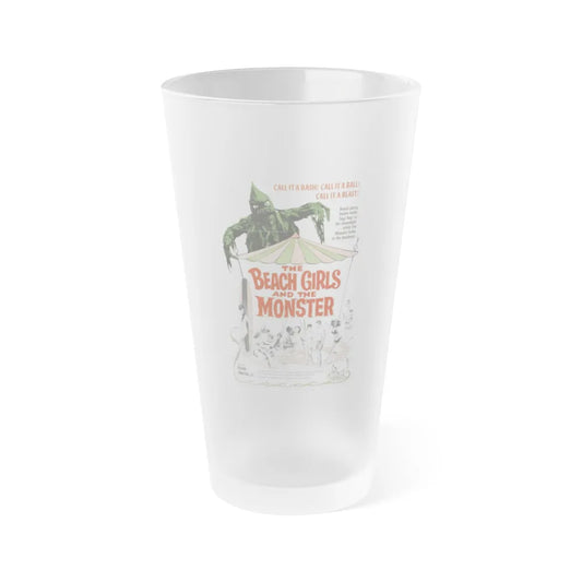 THE BEACH GIRLS AND THE MONSTER 1965 Movie Poster - Frosted Pint Glass 16oz-Go Mug Yourself