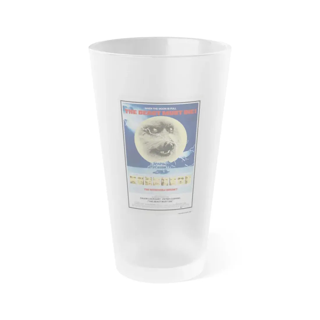 THE BEAST MUST DIE! 1974 Movie Poster - Frosted Pint Glass 16oz Default Title - Go Mug Yourself