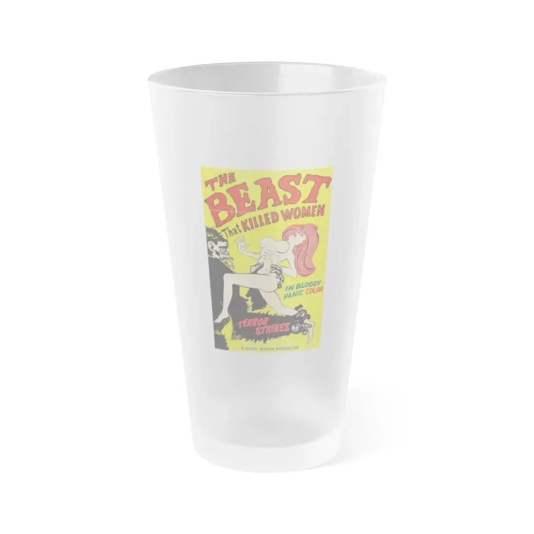 THE BEAST THAT KILLED WOMEN 1965 Movie Poster - Frosted Pint Glass 16oz Default Title - Go Mug Yourself