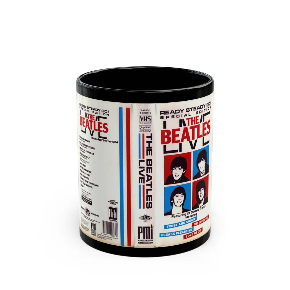 THE BEATLES LIVE (VHS COVER) - Black Coffee Mug-11oz-Go Mug Yourself