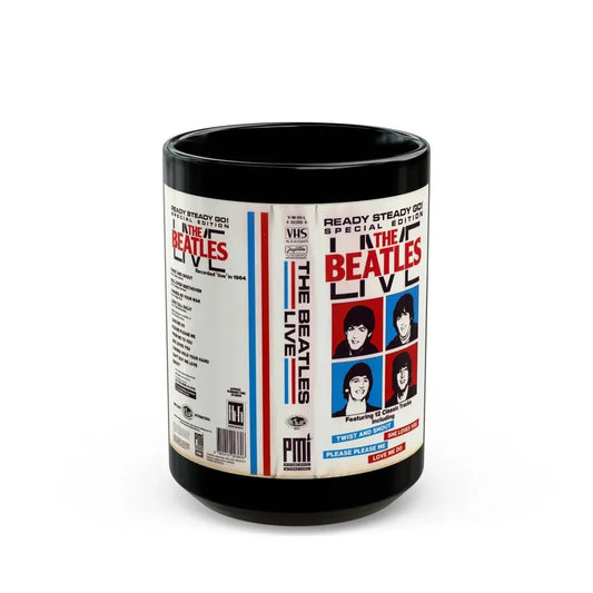 THE BEATLES LIVE (VHS COVER) - Black Coffee Mug 15oz - Go Mug Yourself