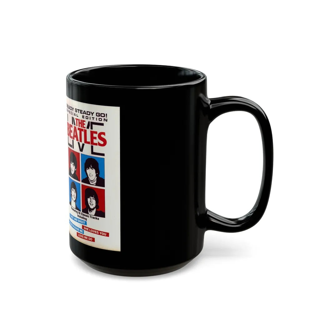 THE BEATLES LIVE (VHS COVER) - Black Coffee Mug-Go Mug Yourself