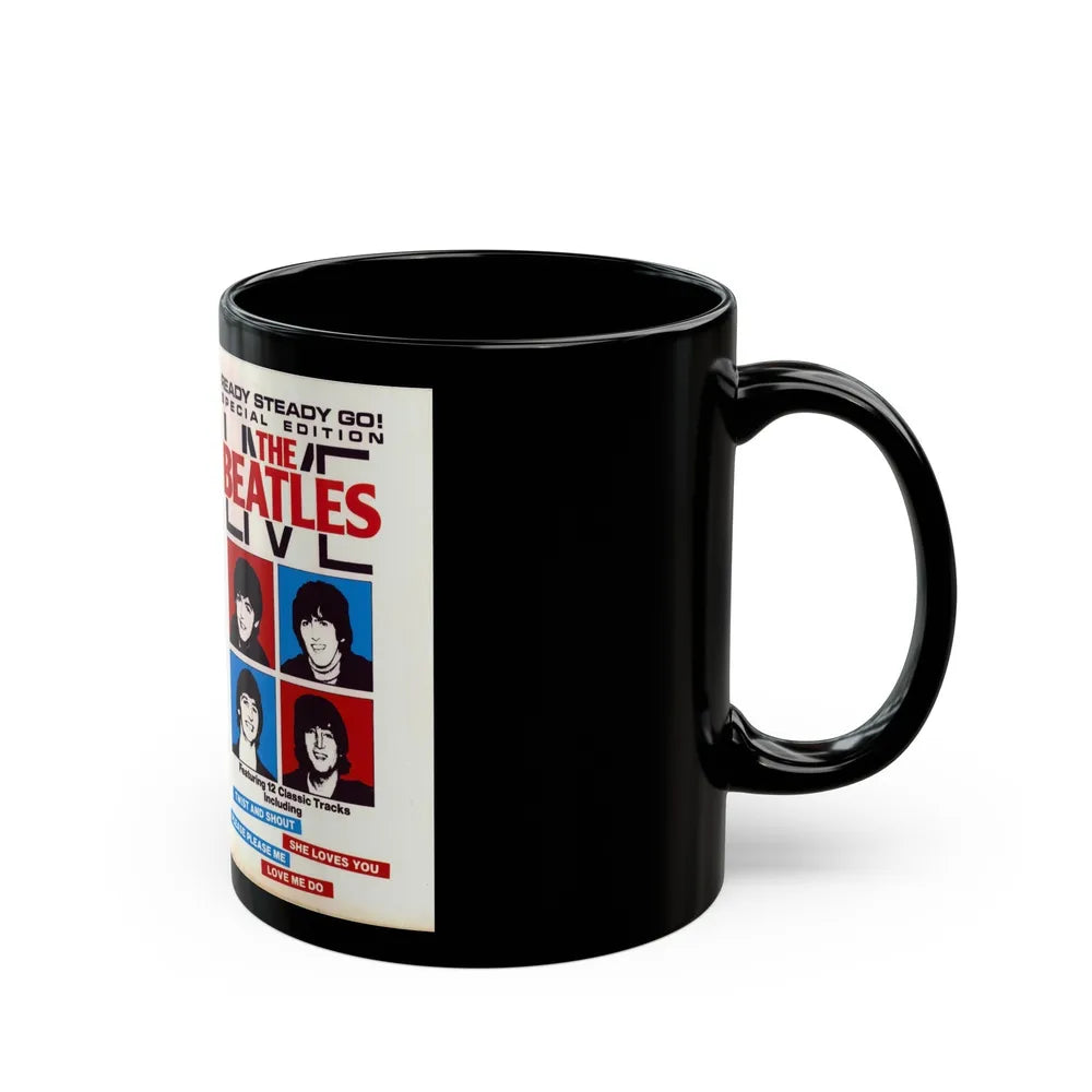 THE BEATLES LIVE (VHS COVER) - Black Coffee Mug-Go Mug Yourself