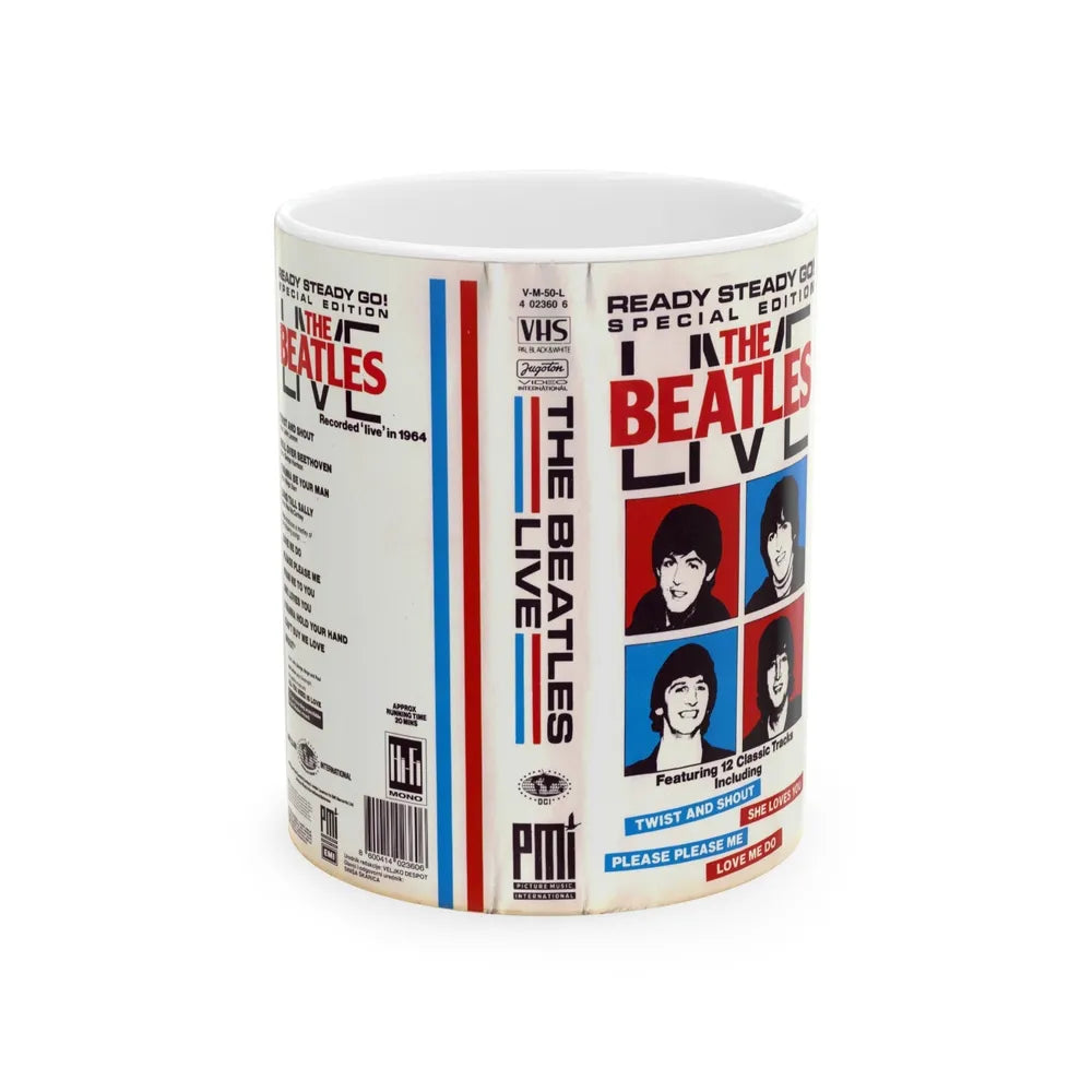 THE BEATLES LIVE (VHS COVER) - White Coffee Mug-11oz-Go Mug Yourself