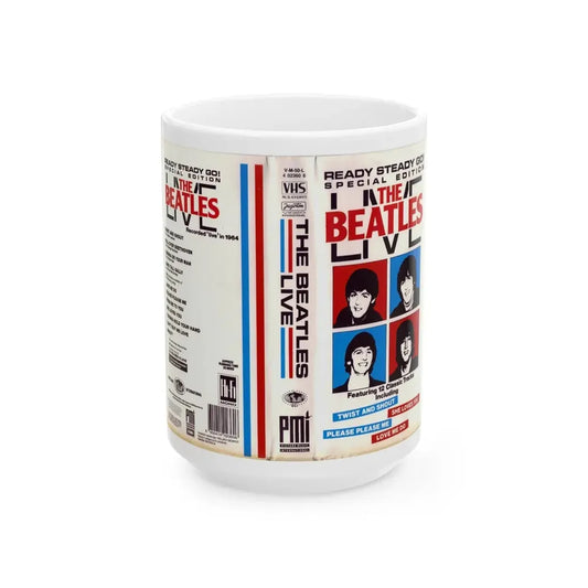 THE BEATLES LIVE (VHS COVER) - White Coffee Mug 15oz - Go Mug Yourself