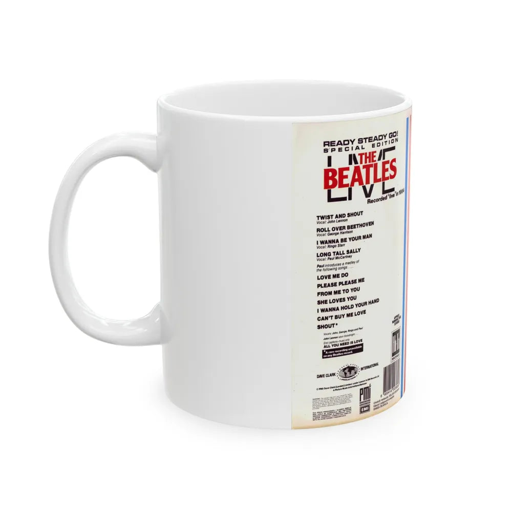 THE BEATLES LIVE (VHS COVER) - White Coffee Mug-Go Mug Yourself