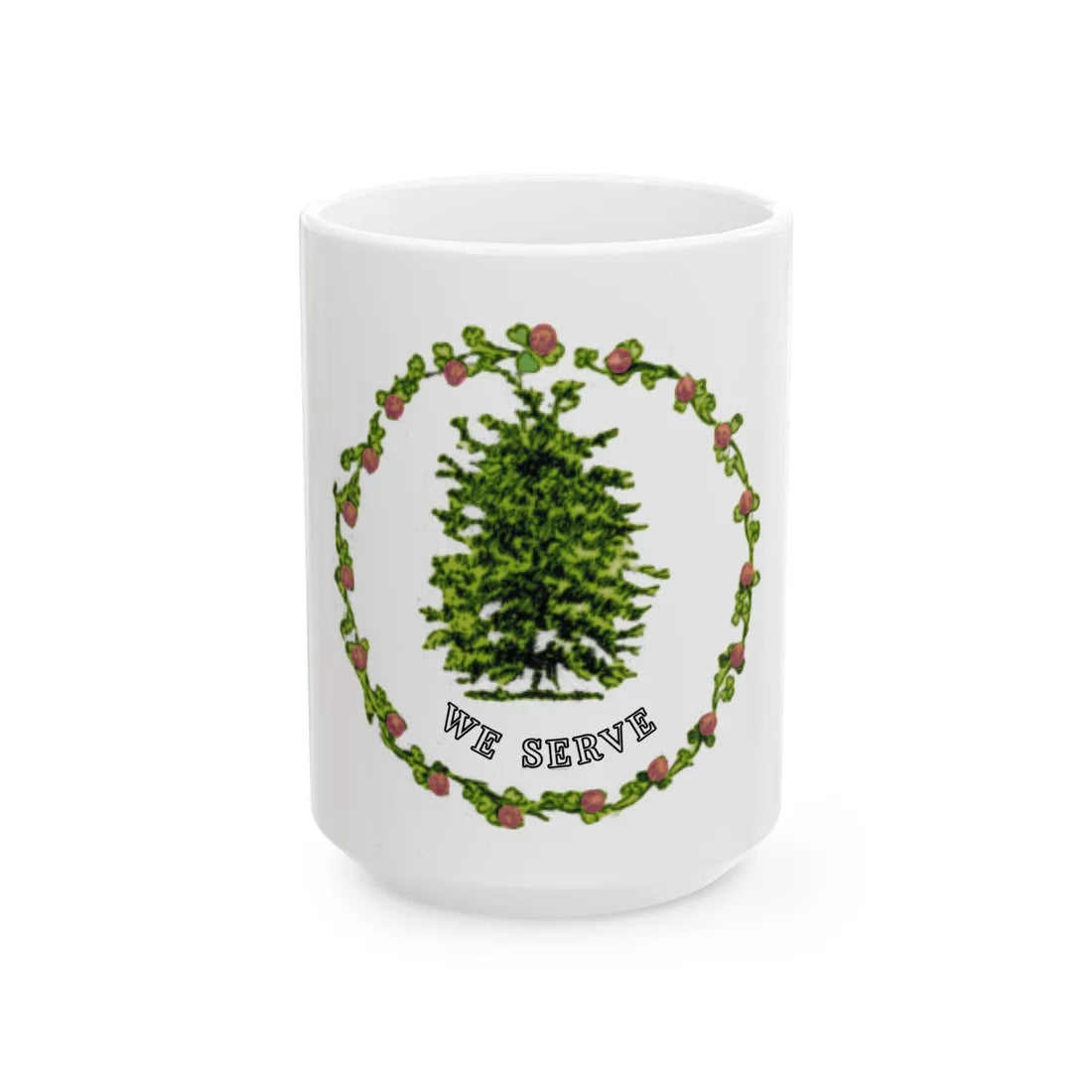The Beech Tree and Red Clover Banner (India) White Coffee Mug 15oz - Go Mug Yourself