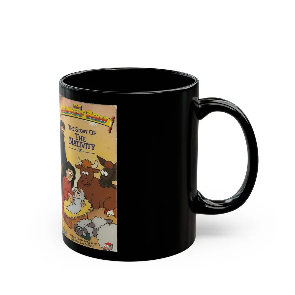 THE BEGINNERS BIBLE THE STORY OF THE NATIVITY (VHS COVER) - Black Coffee Mug-Go Mug Yourself