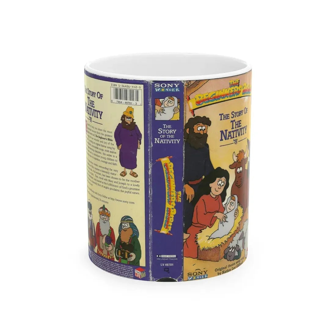 THE BEGINNERS BIBLE THE STORY OF THE NATIVITY (VHS COVER) - White Coffee Mug 11oz - Go Mug Yourself