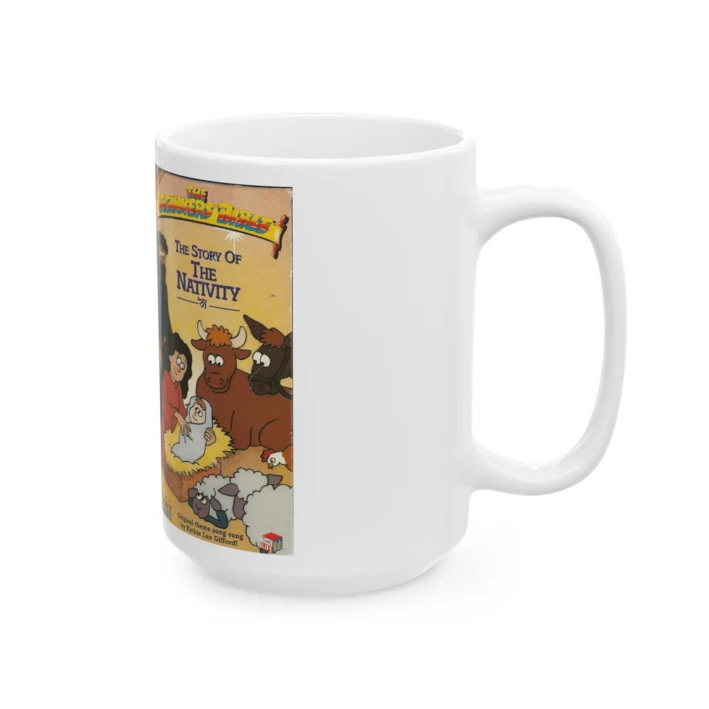 THE BEGINNERS BIBLE THE STORY OF THE NATIVITY (VHS COVER) - White Coffee Mug-Go Mug Yourself