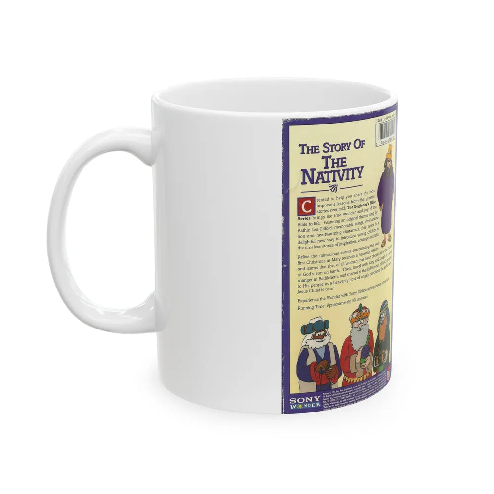 THE BEGINNERS BIBLE THE STORY OF THE NATIVITY (VHS COVER) - White Coffee Mug-Go Mug Yourself