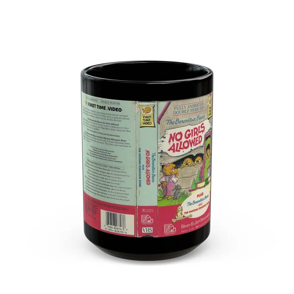 THE BERENSTAIN BEARS NO GIRLS ALLOWED (VHS COVER) - Black Coffee Mug-15oz-Go Mug Yourself