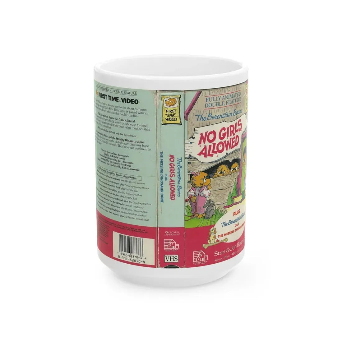 THE BERENSTAIN BEARS NO GIRLS ALLOWED (VHS COVER) - White Coffee Mug 15oz - Go Mug Yourself