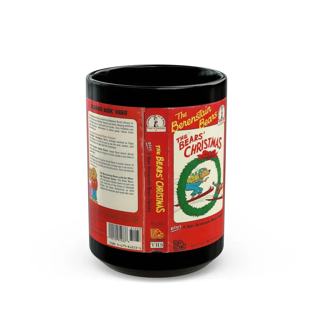 THE BERENSTAIN BEARS THE BEARS CHRISTMAS (VHS COVER) - Black Coffee Mug 15oz - Go Mug Yourself