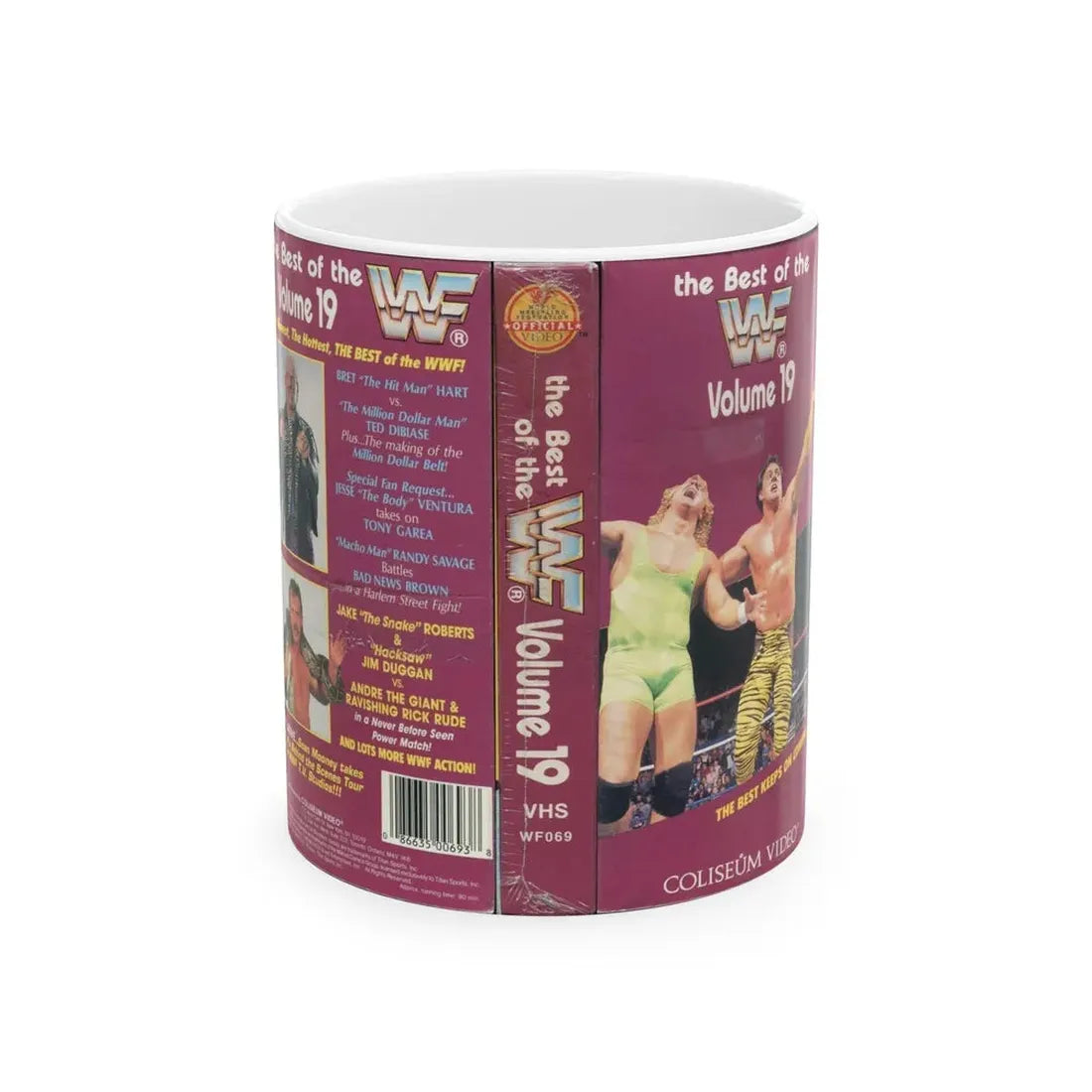 THE BEST OF THE WWF VOLUME 19 COLISEUM WF069 (VHS COVER) - White Coffee Mug 11oz - Go Mug Yourself