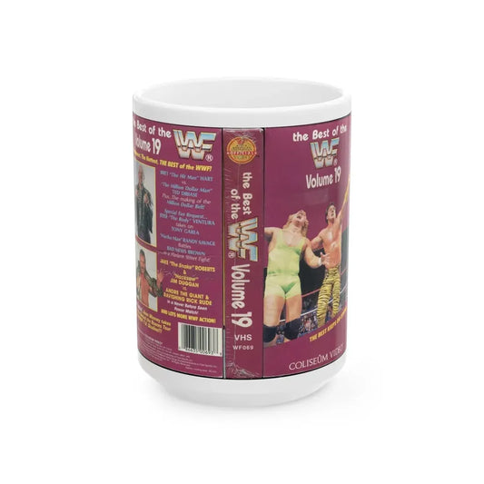 THE BEST OF THE WWF VOLUME 19 COLISEUM WF069 (VHS COVER) - White Coffee Mug 15oz - Go Mug Yourself