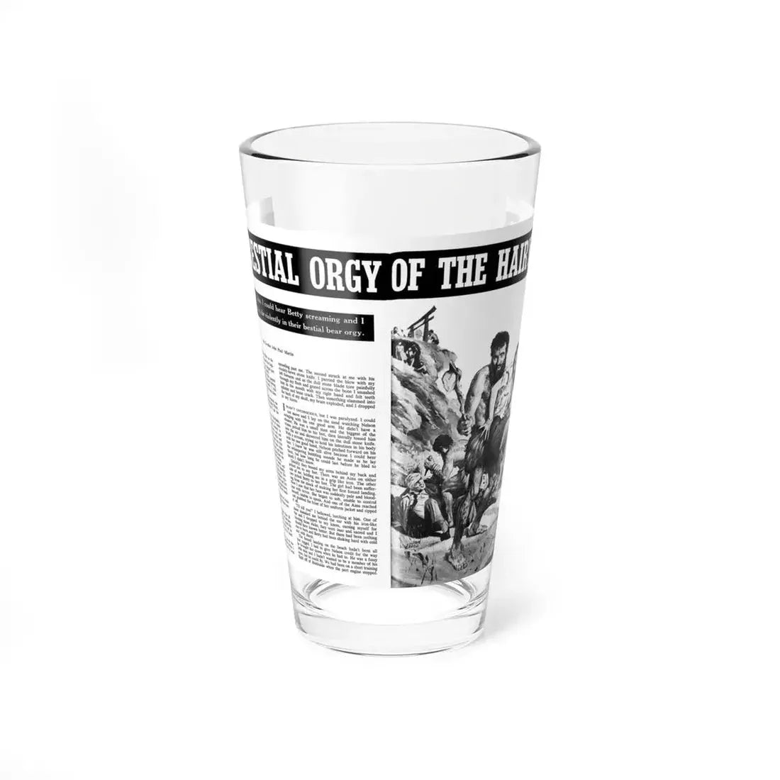 The Bestial Orgy of the Hairy Ainu, Wildcat Adventures, June 1960 (Magazine Illustration) Pint Glass 16oz 16oz - Go Mug Yourself