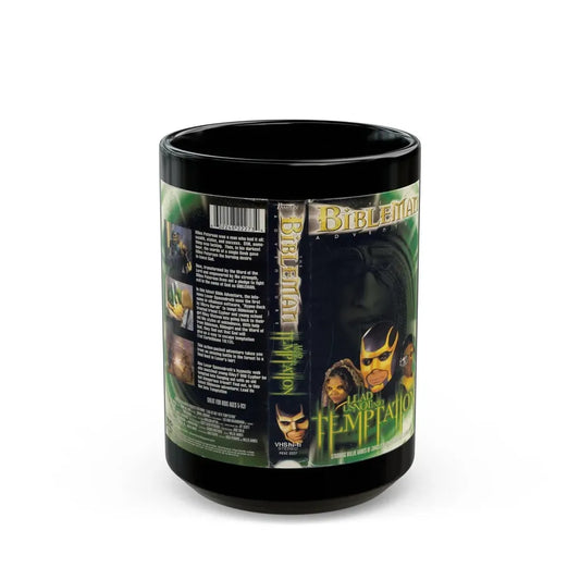 THE BIBLEMAN ADVENTURES LEAD US NOT INTO TEMPTATION (VHS COVER) - Black Coffee Mug 15oz - Go Mug Yourself