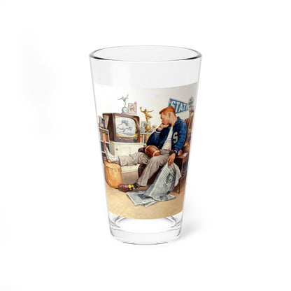 The Big Game, American Weekly cover (Magazine Illustration) Pint Glass 16oz-16oz-Go Mug Yourself