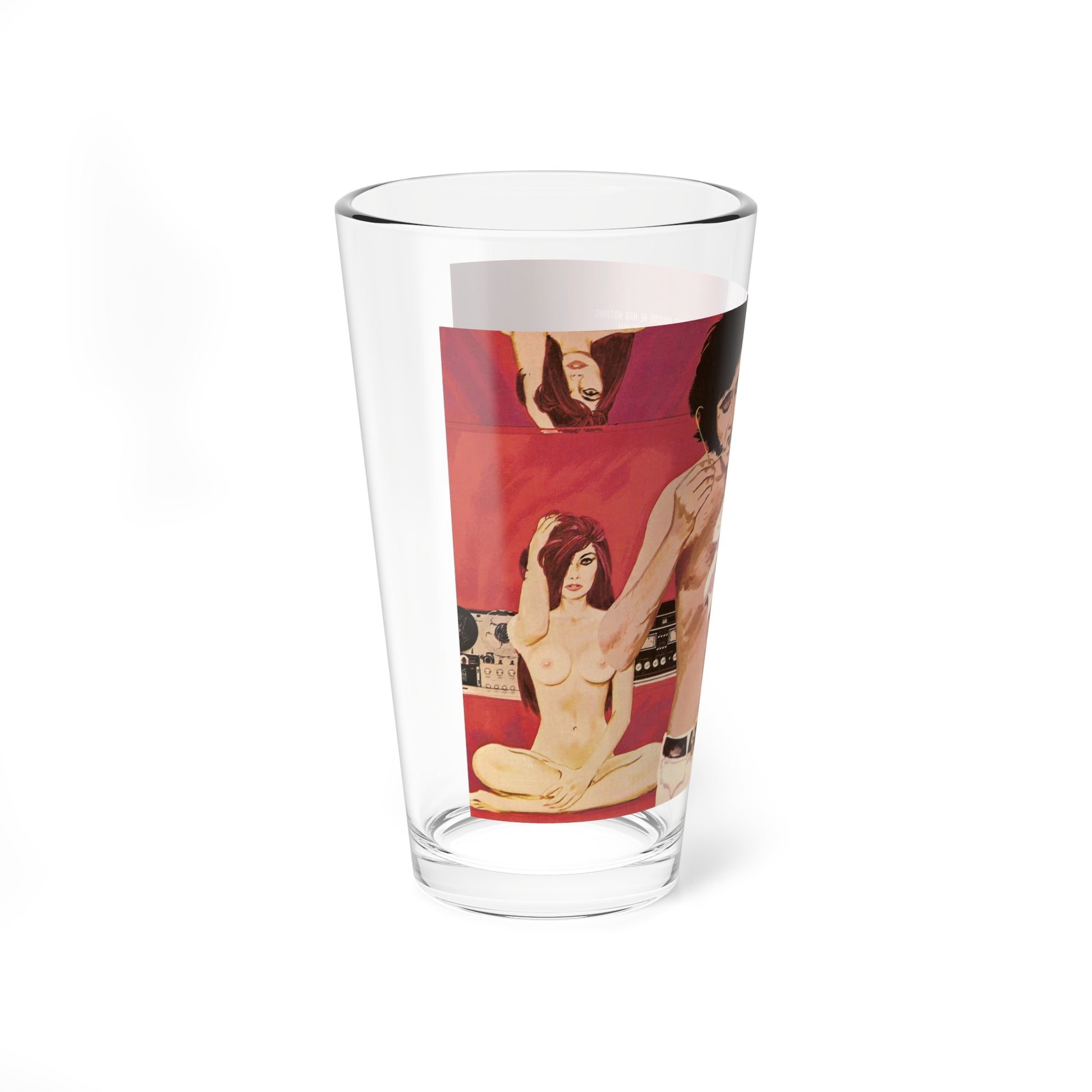 The Big Red Bed, Man magazine, October 1971 (Magazine Illustration) Pint Glass 16oz-Go Mug Yourself