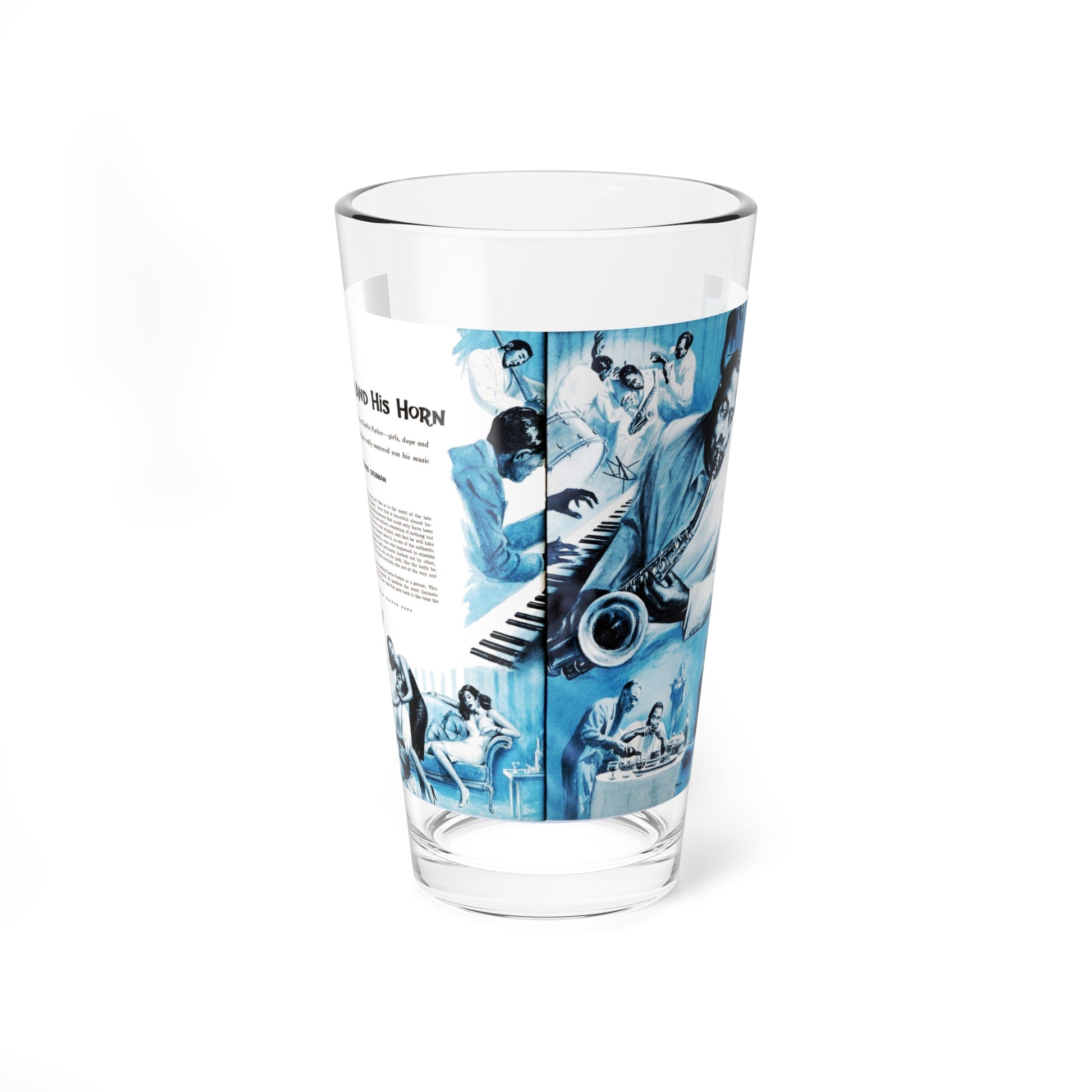 The Bird And His Horn, Saga magazine, March 1959 (Magazine Illustration) Pint Glass 16oz-16oz-Go Mug Yourself