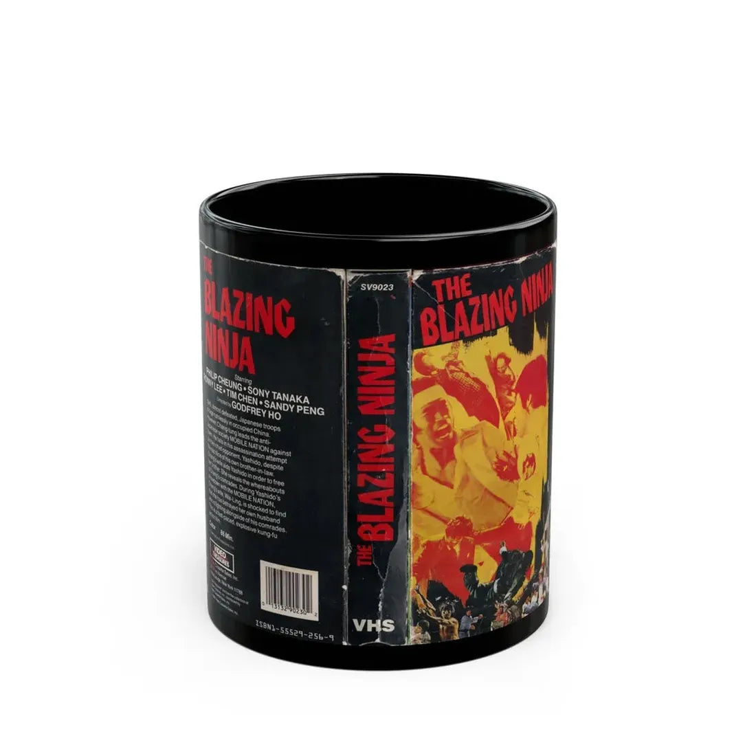 THE BLAZING NINJA VIDEO TREASURES (VHS COVER) - Black Coffee Mug 11oz - Go Mug Yourself