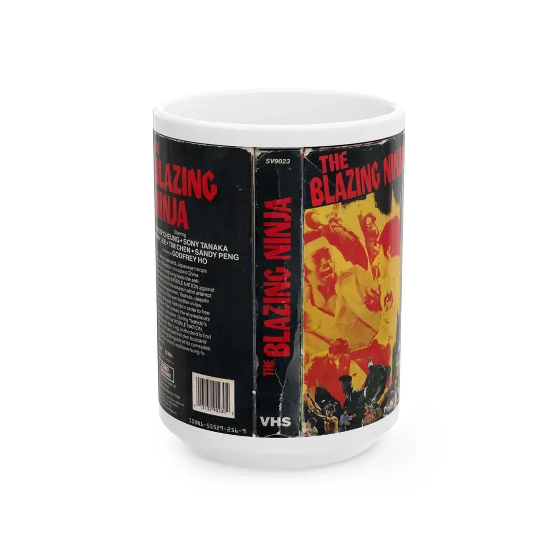 THE BLAZING NINJA VIDEO TREASURES (VHS COVER) - White Coffee Mug 15oz - Go Mug Yourself