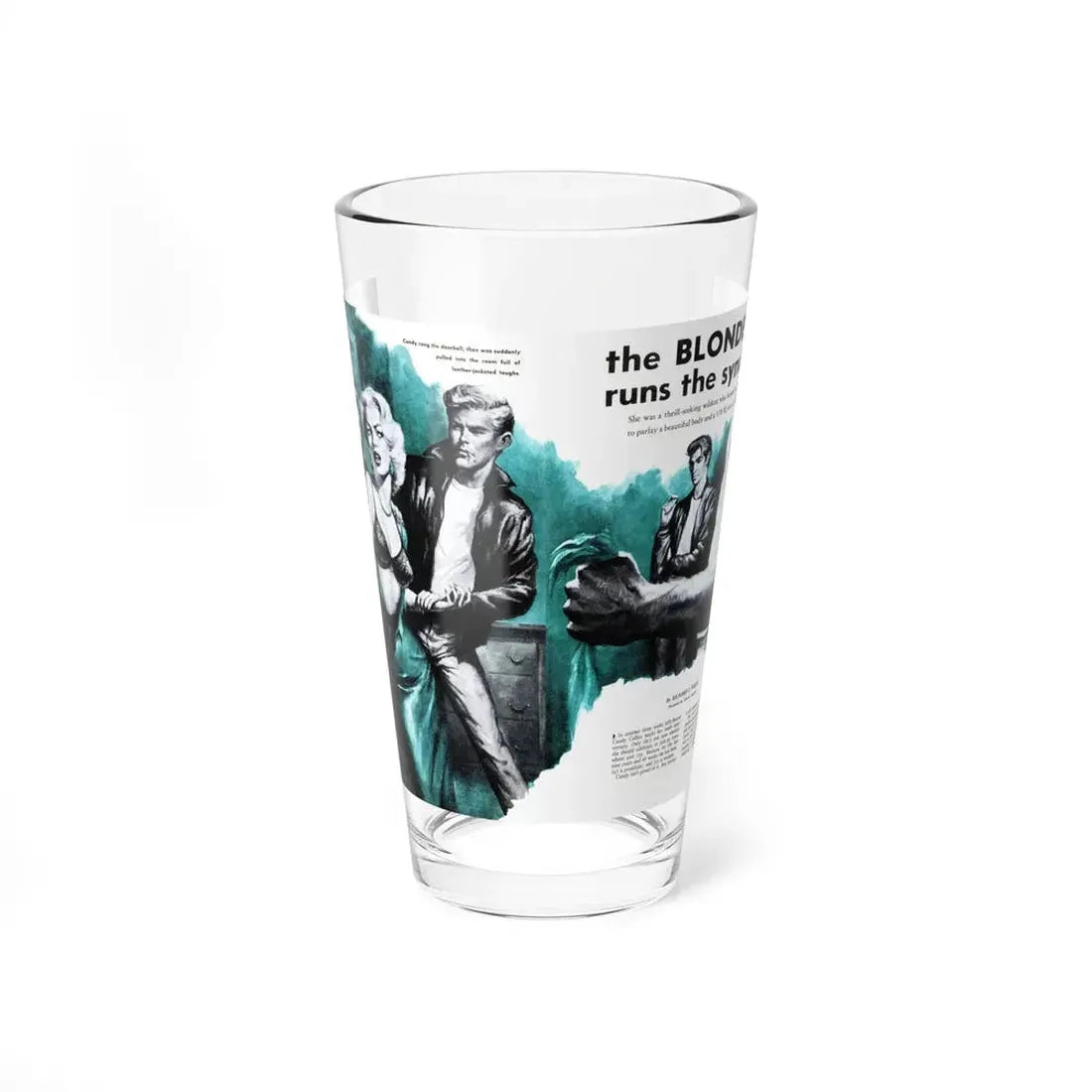 The Blonde who runs the syndicate, Male, Feb 1957 (Charles Copleland as Charles Copriano) (Magazine Illustration) Pint Glass 16oz 16oz - Go Mug Yourself