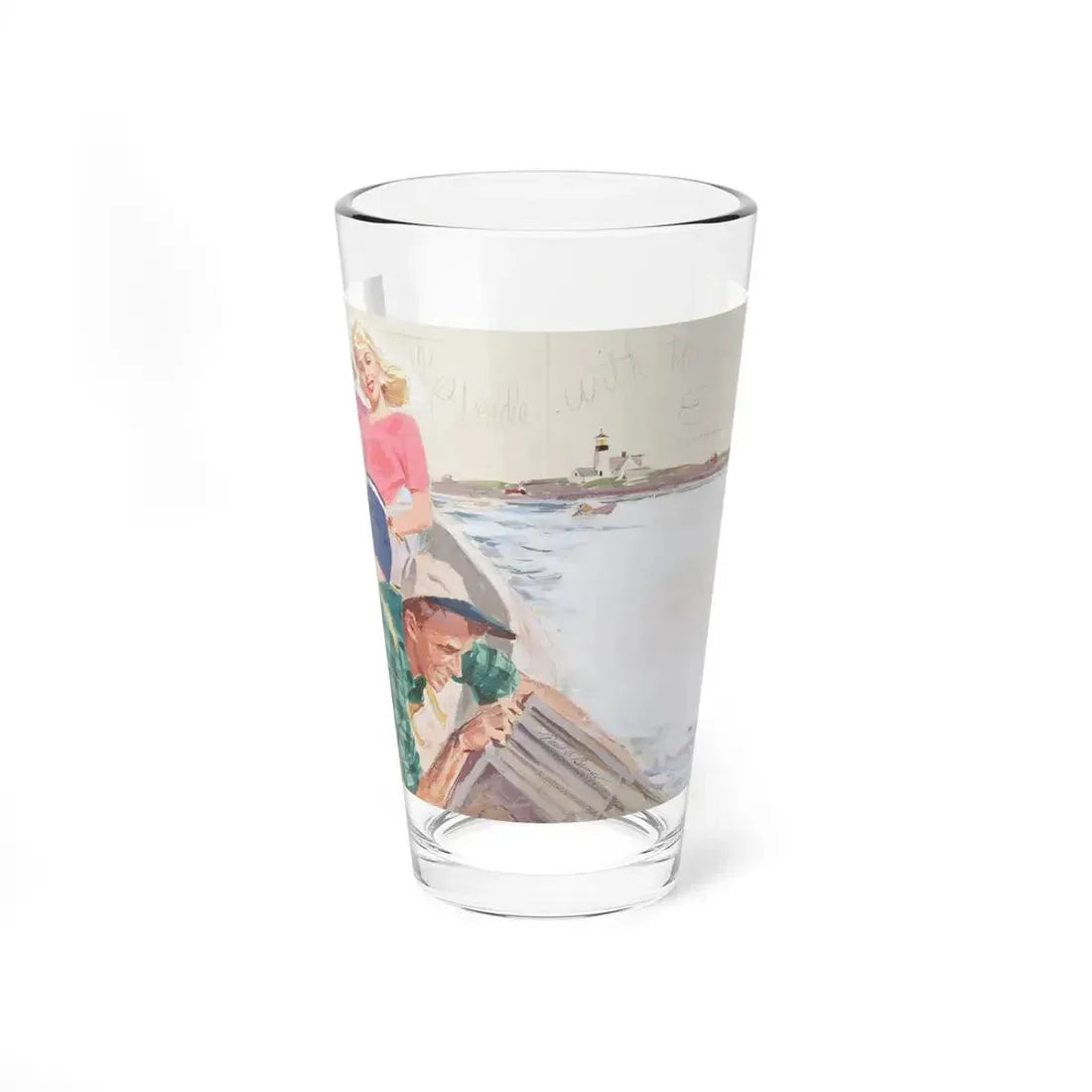 The Blonde with the Sea Green Eyos (Magazine Illustration) Pint Glass 16oz 16oz - Go Mug Yourself
