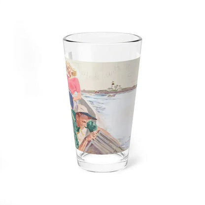 The Blonde with the Sea Green Eyos (Magazine Illustration) Pint Glass 16oz 16oz - Go Mug Yourself