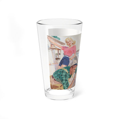 The Blonde with the Sea Green Eyos (Magazine Illustration) Pint Glass 16oz-Go Mug Yourself