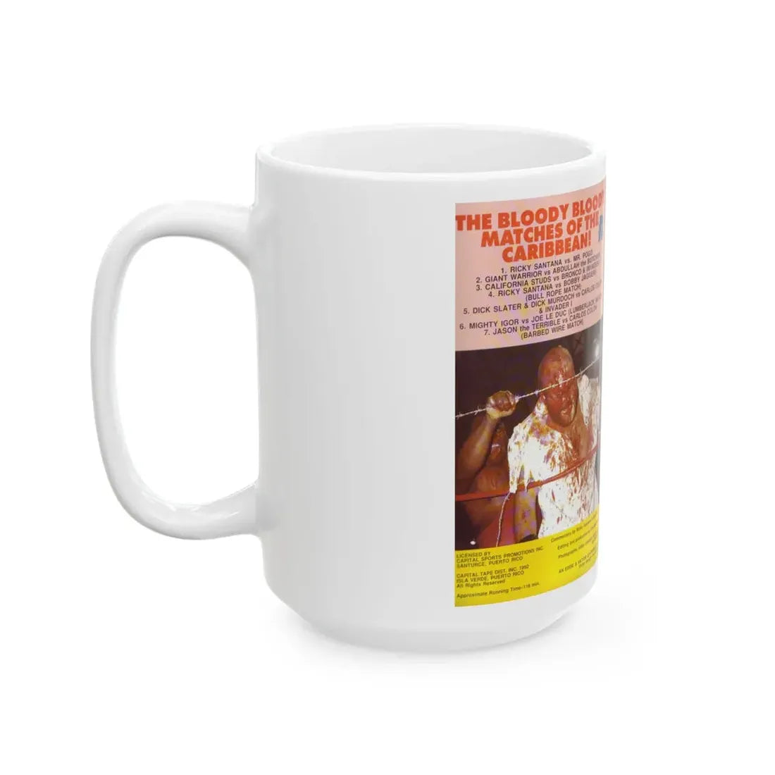 THE BLOODY BLOODY MATCHES OF THE CARIBBEAN NUMBER 2 (VHS COVER) - White Coffee Mug - Go Mug Yourself