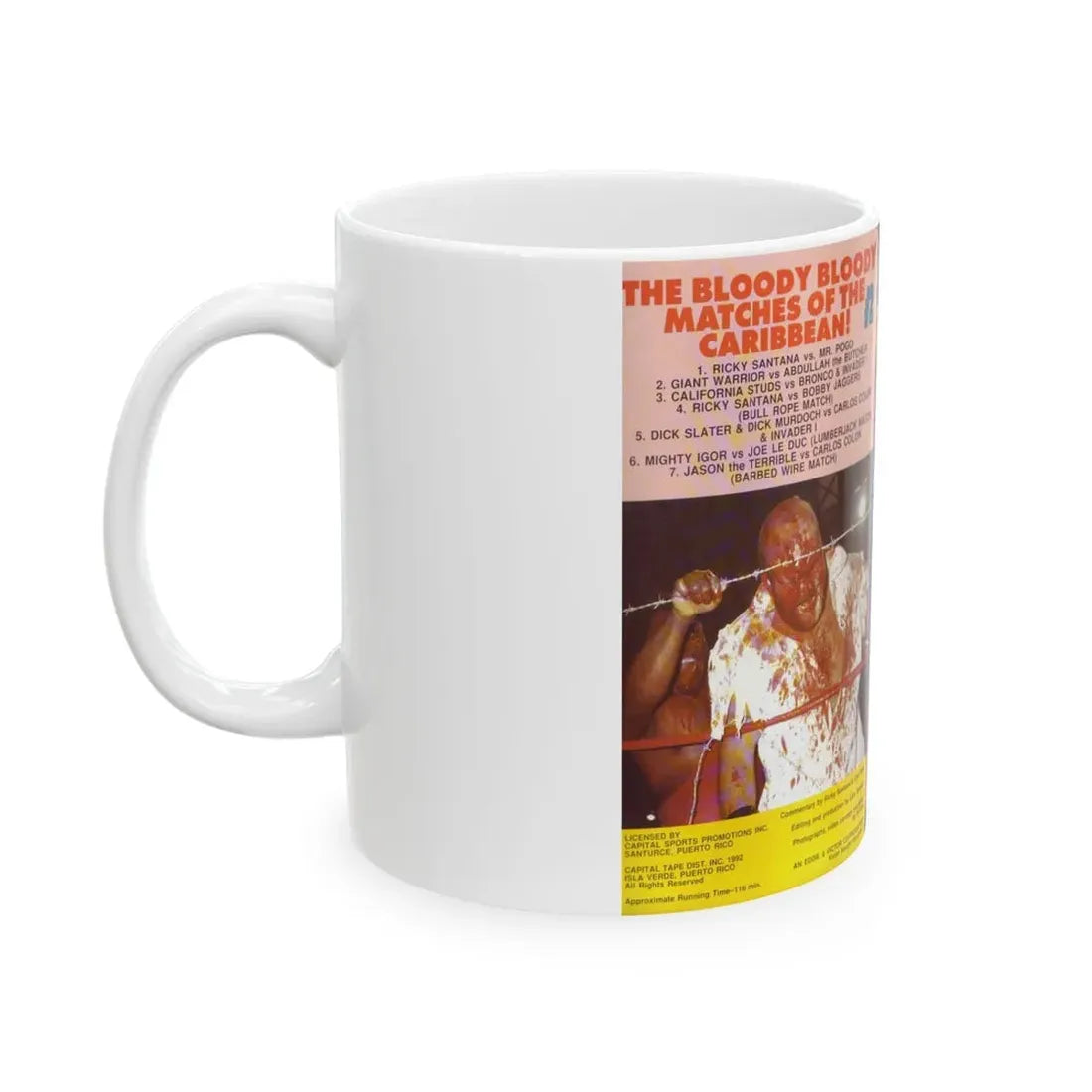 THE BLOODY BLOODY MATCHES OF THE CARIBBEAN NUMBER 2 (VHS COVER) - White Coffee Mug - Go Mug Yourself