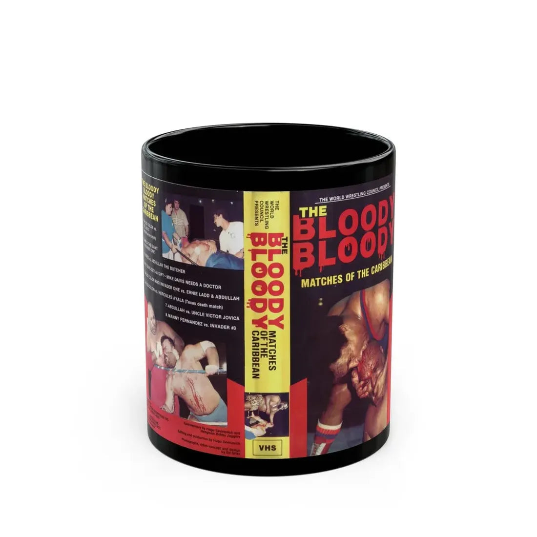 THE BLOODY BLOODY MATCHES OF THE CARIBBEAN (VHS COVER) - Black Coffee Mug 11oz - Go Mug Yourself
