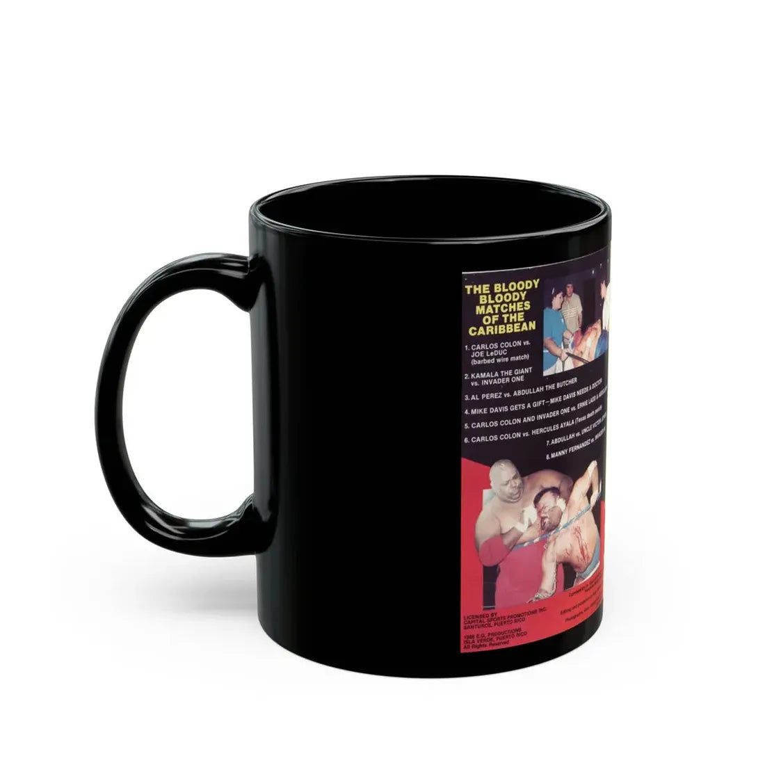 THE BLOODY BLOODY MATCHES OF THE CARIBBEAN (VHS COVER) - Black Coffee Mug - Go Mug Yourself